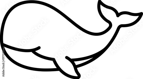 Black and white whale drawing.