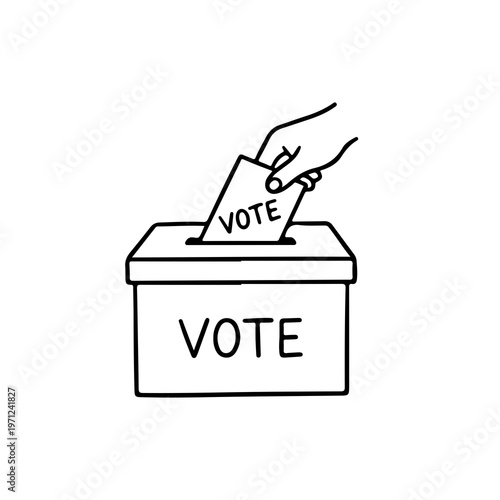 Referendum Voting Box Icon with Hand and Ballot