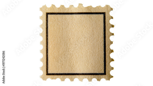 Foto Vintage blank postage stamp with dark border and textured paper surface