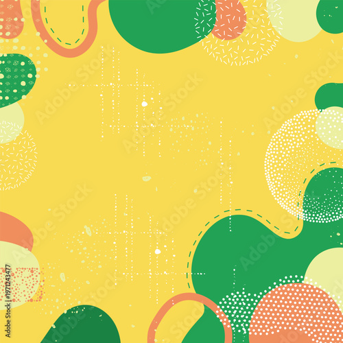 Abstract colorful background with organic shapes, splashes and dots, suitable for banners, posters, web design, packaging, presentations and social media.
