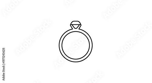 Simple line drawing of a diamond ring, showcasing elegance and minimalist design with a clear focus