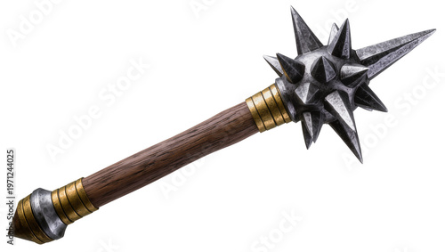 Bild auf Leinwand Medieval spiked mace with wooden handle and metal details