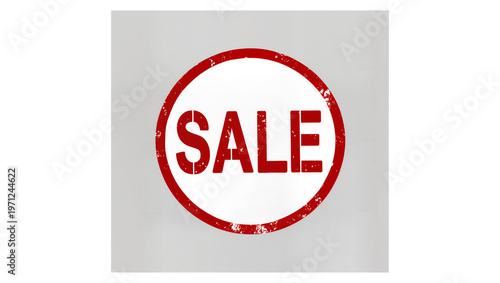 Red grunge Sale sign with white lettering inside a circle