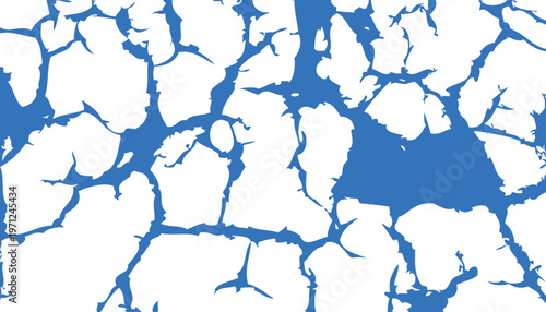 Blue and white abstract cracked pattern background