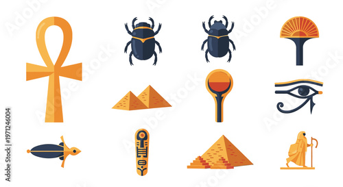 Egyptian ancient symbols and icons.