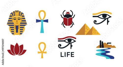 Egyptian ancient symbols and icons.