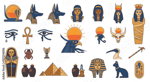 Egyptian ancient symbols and icons.