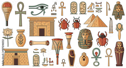 Egyptian ancient symbols and icons.