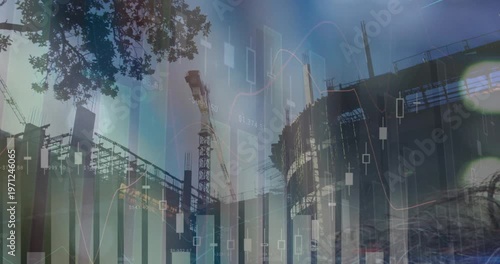 Animation of data processing over cityscape