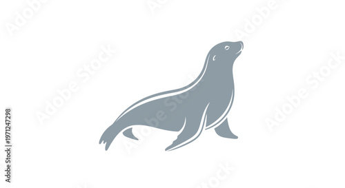 Minimalist Illustration of a Seal in a Serene Pose on a Pristine White Background