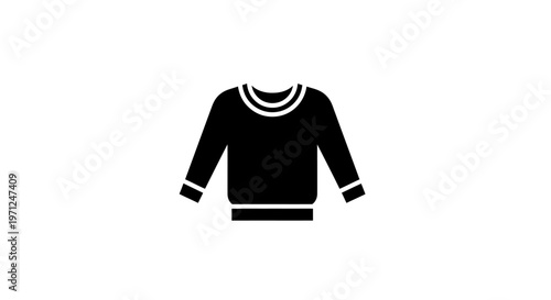 Silhouette illustration of a black crew neck sweatshirt isolated on a white background