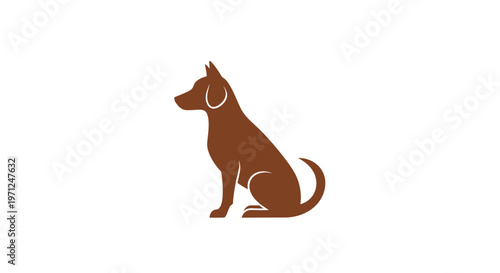 Minimalist Silhouette of a Brown Dog Sitting on a White Background for Logo Designs
