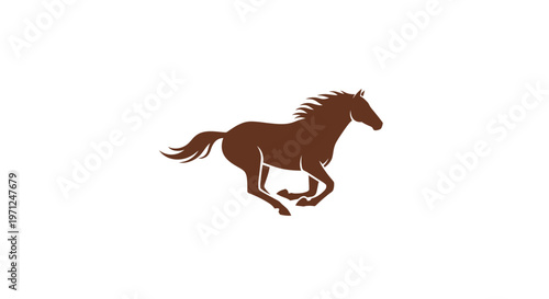 Minimalist Silhouette of a Galloping Horse against a Pure White Background