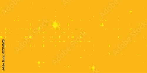 Aesthetic Yellow halftone pattern. Retro comic gradient background. Bright orange pixelated dotted texture overlay. dots vector ilustration.Eps 10