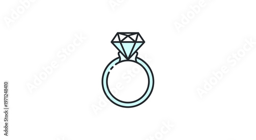 Illustration of an engagement ring with a diamond, perfect for jewelry or love concepts