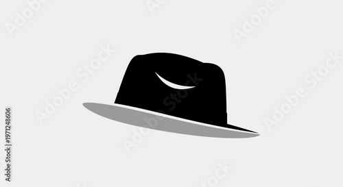 Minimalist Design of a Stylish Fedora Hat in Black and Gray Tones over White Background