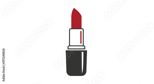 Minimalist Illustration of a Red Lipstick on a White Background for Beauty and Makeup Designs
