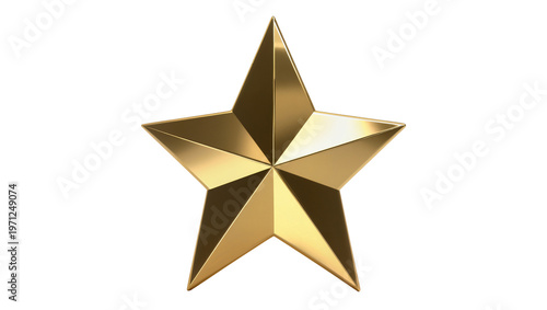Foto Shiny golden metallic star emblem with three dimensional form