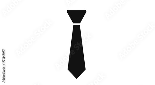 Minimalistic illustration of a black necktie on a white background, perfect for design usage