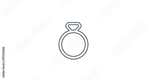 Minimalist ring icon design with diamond detail on white backdrop vector illustration