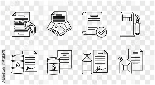 Fuel and contract icons representing energy and business agreements for industry.