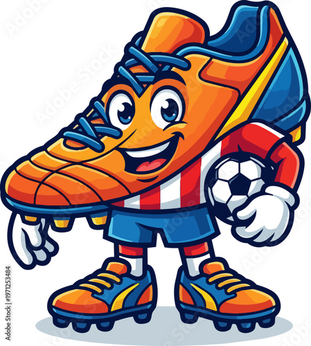 Cartoon Soccer Shoe Character.