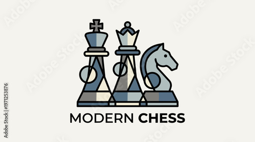 Modern Chess Pieces Logo Design.