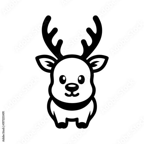 Logo con dibujo minimalista con líneas de un joven caribú o ciervo visto de frente 