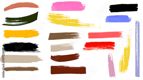  colorful  various brush strokes on isolated background png