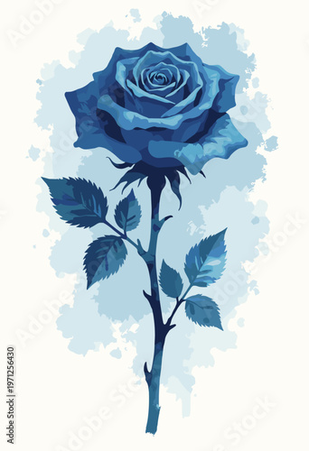 watercolor bleed illustration melancholy blue rose color dissolves into abstract wash blues greys Emotional creative poster style Plenty white space copy