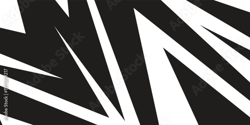 Abstract black and white background with spikes and zigzag line pattern