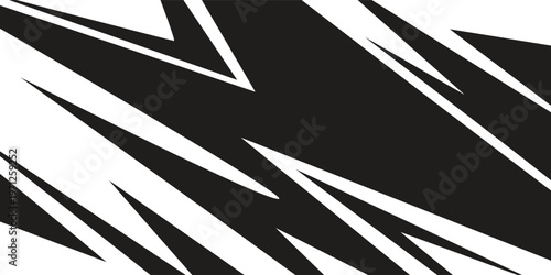 Abstract black and white background with spikes and zigzag line pattern
