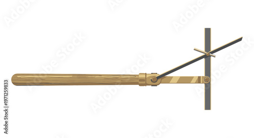 Antique Measuring Tool with Wooden Handle and Metal Components