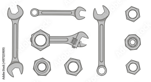 Assorted Metal Tools and Fasteners for Mechanical Repair