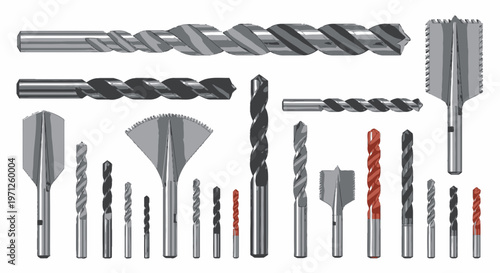 Assortment of Drill Bits for Various Materials and Applications