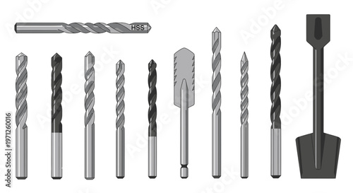 Assortment of Drill Bits for Various Materials and Applications