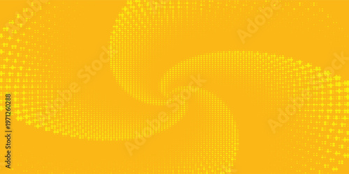 Aesthetic Yellow halftone pattern. Retro comic gradient background. Bright orange pixelated dotted texture overlay. dots vector ilustration.Eps 10