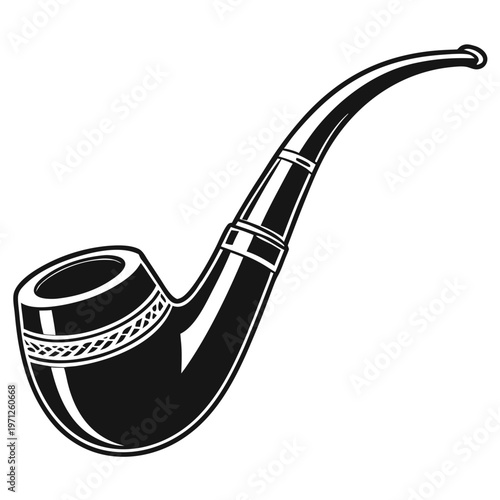 Classic Wooden Smoking Pipe Silhouette Vector Icon Isolated on White