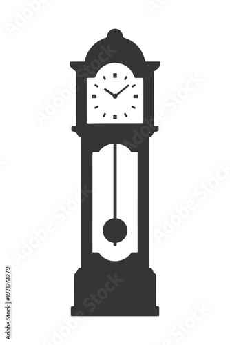 シンプルな振り子時計のシルエットアイコン