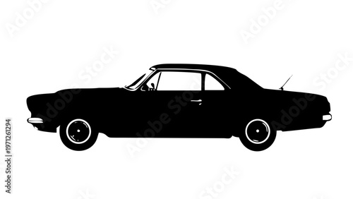 Classic Muscle Car Silhouette Vector Icon Vintage Sports Coupe