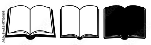 Large language model book icon set with solid black icon symbol on white background featuring book, AI, technology with knowledge and digital