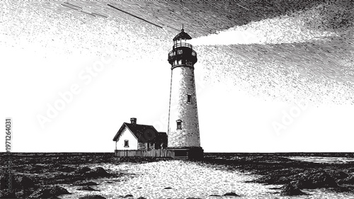 A minimalist vector illustration of a lighthouse tower. This vector illustration can be used in any size you like for advertising, logos, and other work.