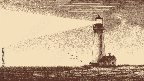 A minimalist vector illustration of a lighthouse tower. This vector illustration can be used in any size you like for advertising, logos, and other work.