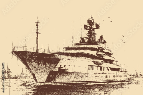 Luxury motor yacht, vector illustration. This vector illustration can be used in any size you like for advertising, logos, and other work.