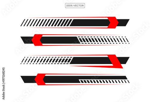Speed Racing Stripes Decal Set for Cars Red Automotive Sticker Pack Modern Vector Design