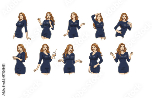  silhouettes set of beautiful sexy women various lying,