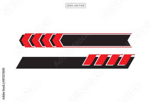 Car Racing Stripe Kit Red Speed Decal Set Automotive Sticker Collection Isolated Vector Art