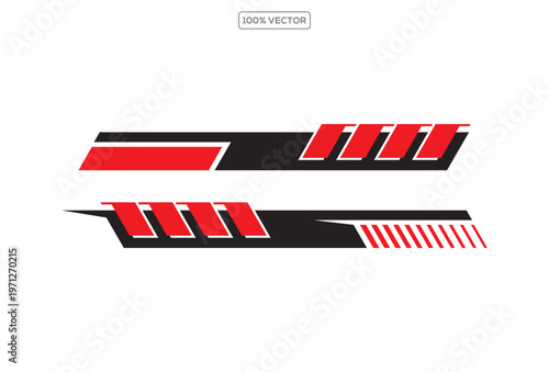 Sport Car Racing Stripes Sticker Set Red Automotive Vinyl Decal Collection Isolated Vector Design