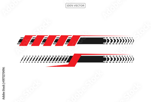 Sport Car Racing Stripes Sticker Set Red Automotive Vinyl Decal Collection Isolated Vector Design illustration
