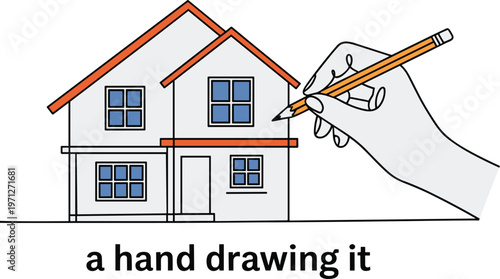 Hand Drawing House Sketch Concept for Architecture Design. Home Planning Illustration with Hand Sketching Modern House.